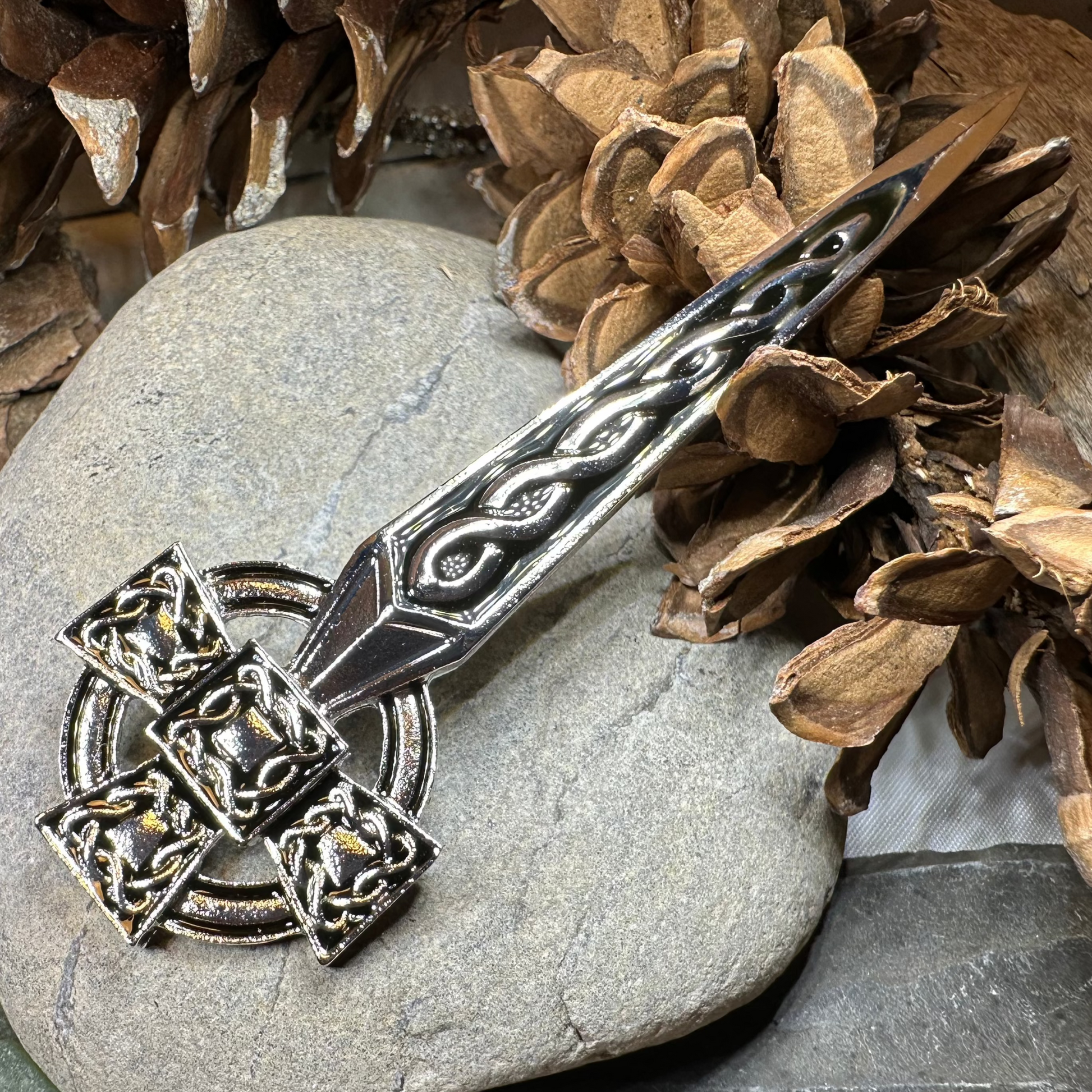 Classic Celtic Cross Kilt Pin — view 5