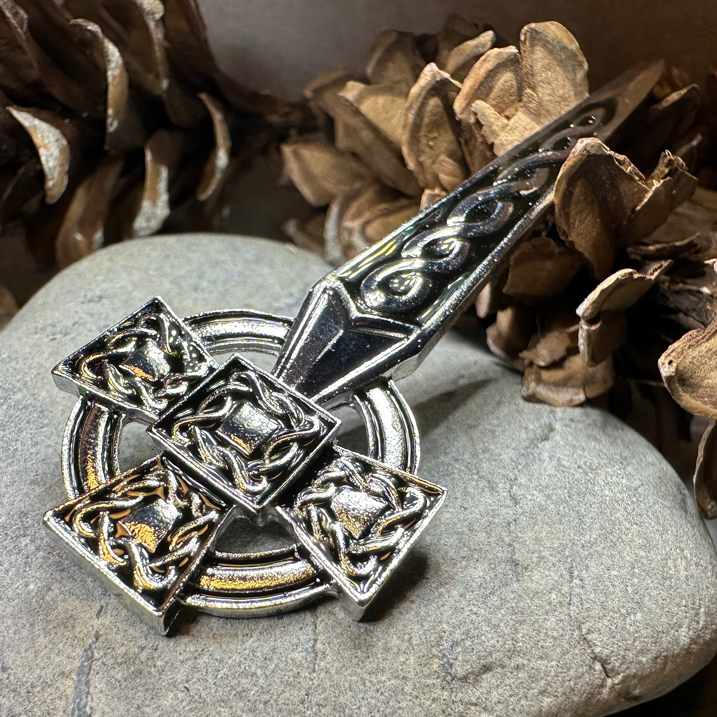 Classic Celtic Cross Kilt Pin — view 2