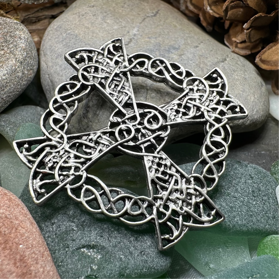 Pewter Celtic Cross Brooch