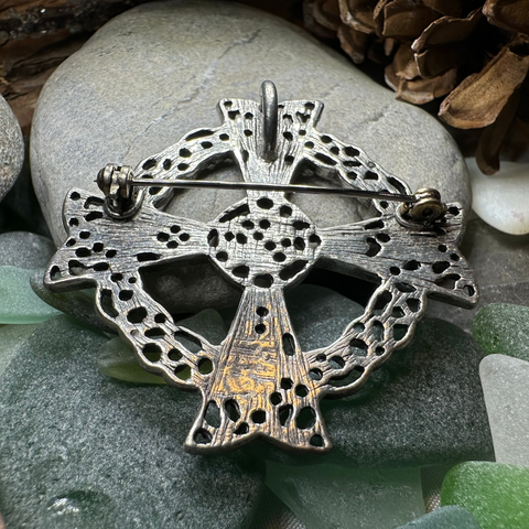 Load image into Gallery viewer, Pewter Celtic Cross Brooch
