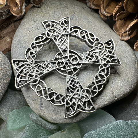 Load image into Gallery viewer, Pewter Celtic Cross Brooch
