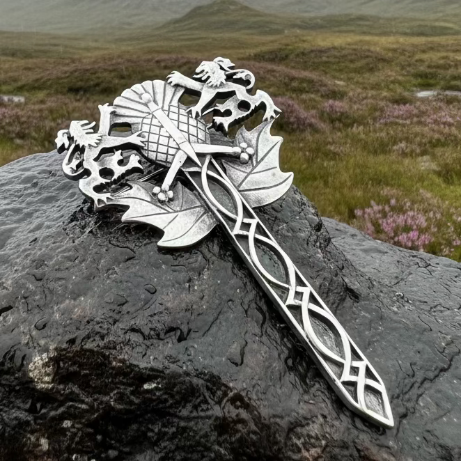 Rampant Lion Sword Kilt Pin in Pewter