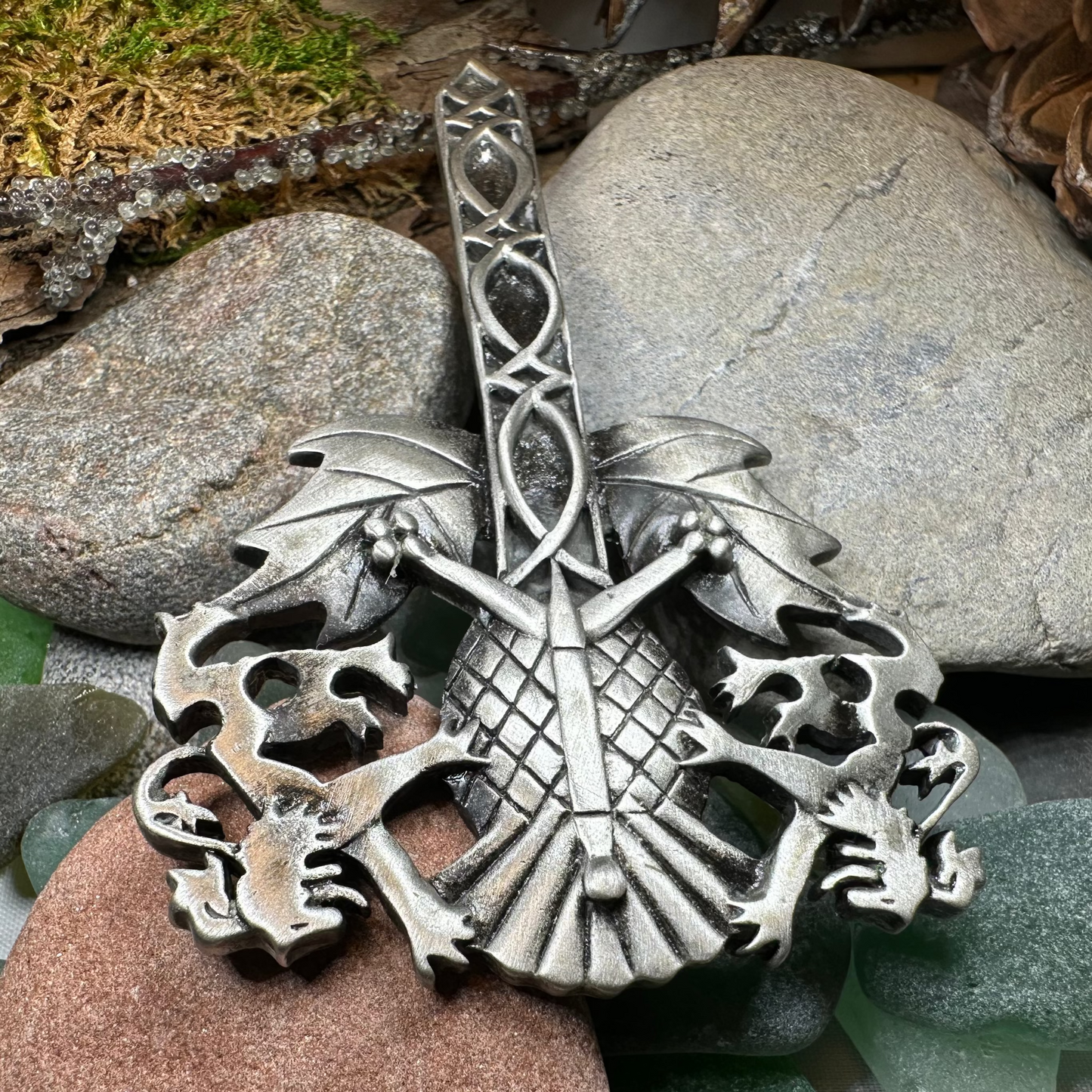Rampant Lion Sword Kilt Pin in Pewter — view 6
