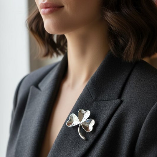 Ireland Shamrock Brooch in Pewter