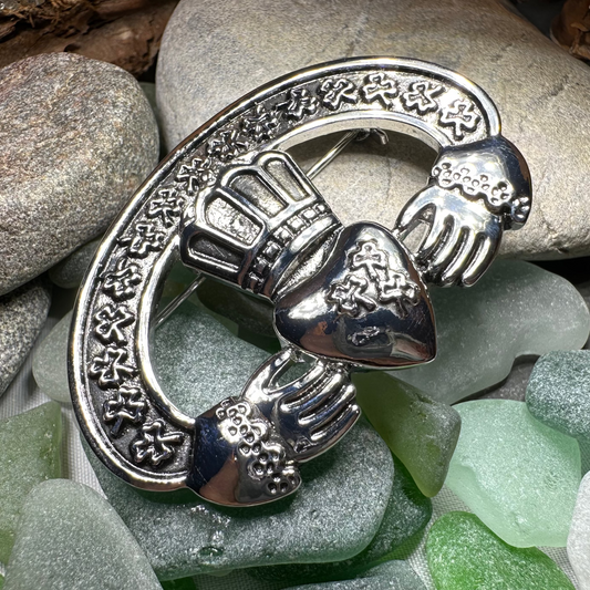 Claddagh Shamrock Brooch