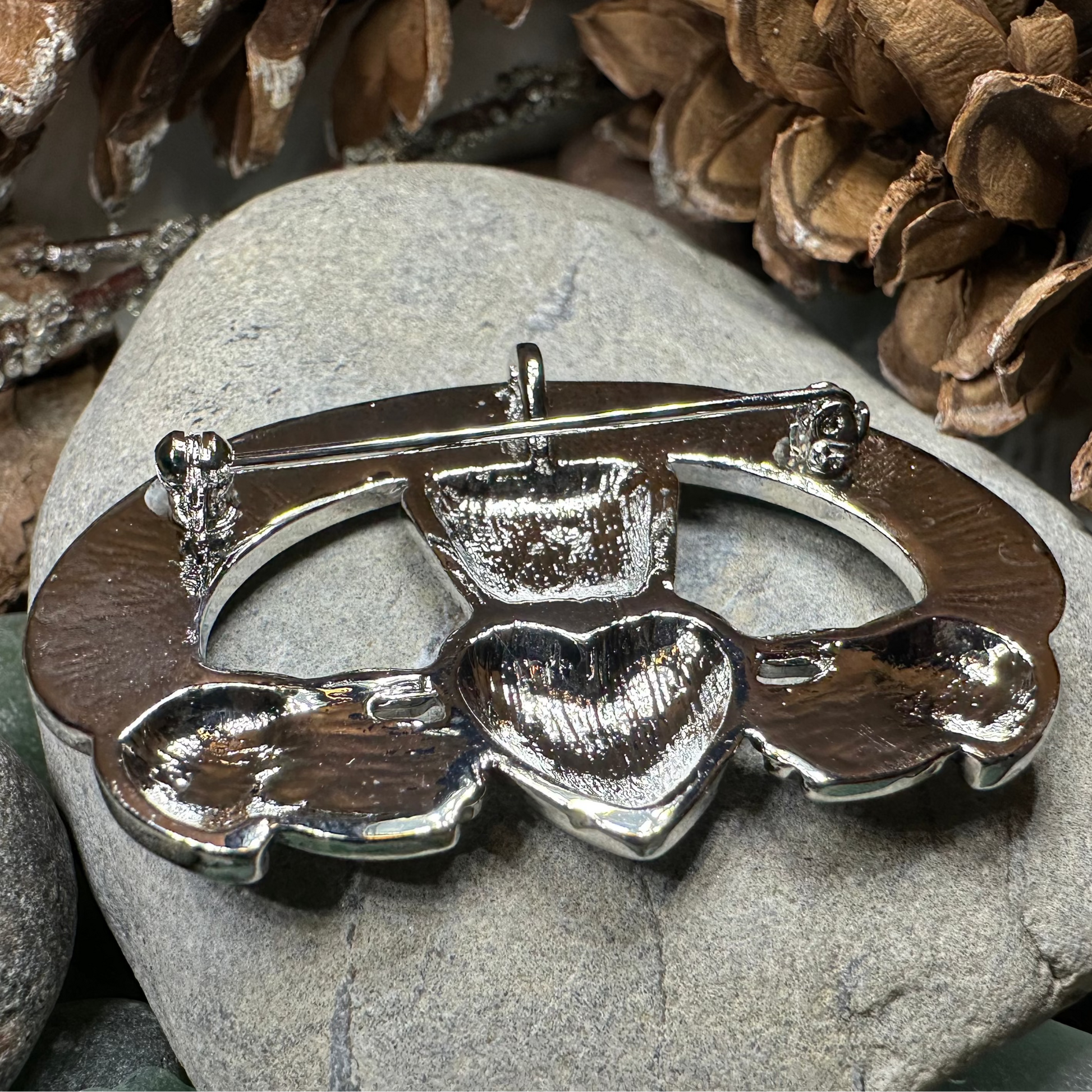 Irish Claddagh Shamrock Brooch — view 6