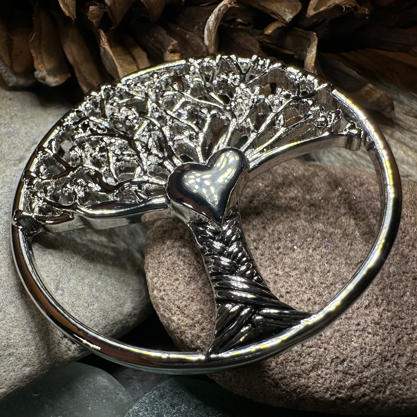 Tree of Life Heart Brooch — view 2