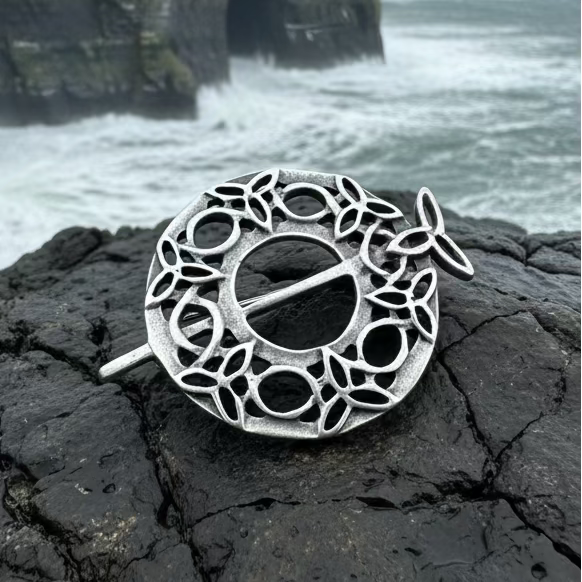 Seven Trinity Knot Celtic Brooch in pewter