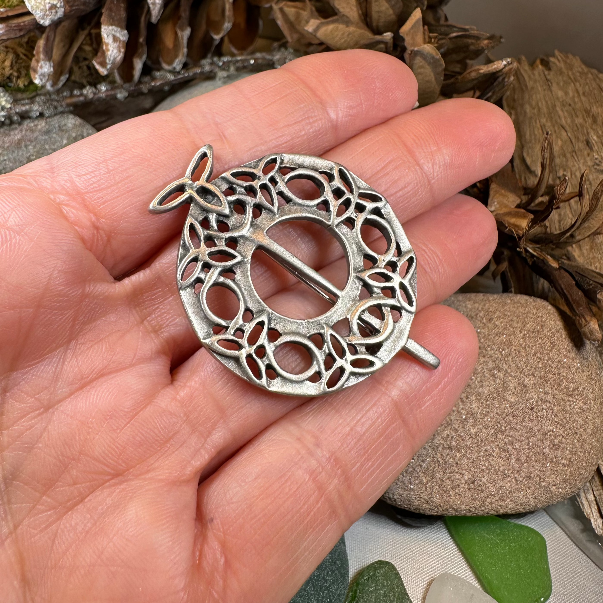 Seven Trinity Knot Celtic Brooch — view 5