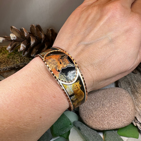 Load image into Gallery viewer, Fox Spirit Copper Cuff Bracelet
