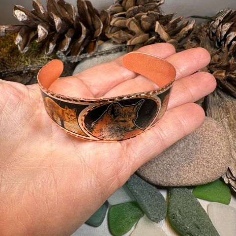 Load image into Gallery viewer, Fox Spirit Copper Cuff Bracelet
