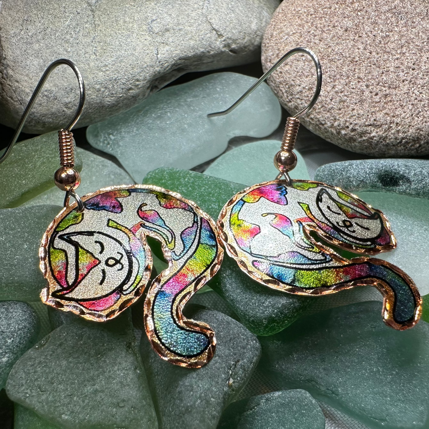 Hippie Cat Copper Earrings — view 5