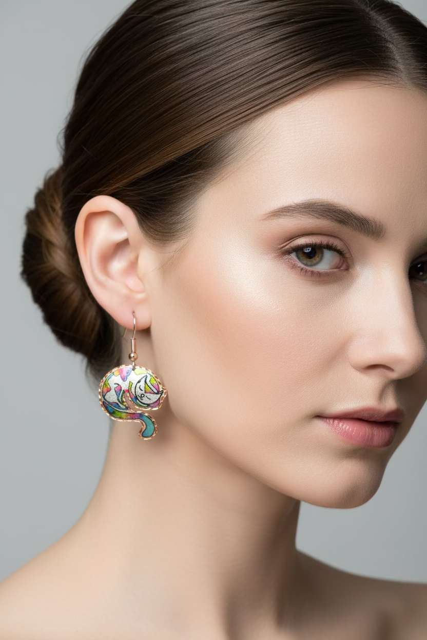 Hippie Cat Copper Earrings — view 6