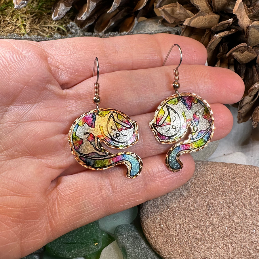 Hippie Cat Copper Earrings