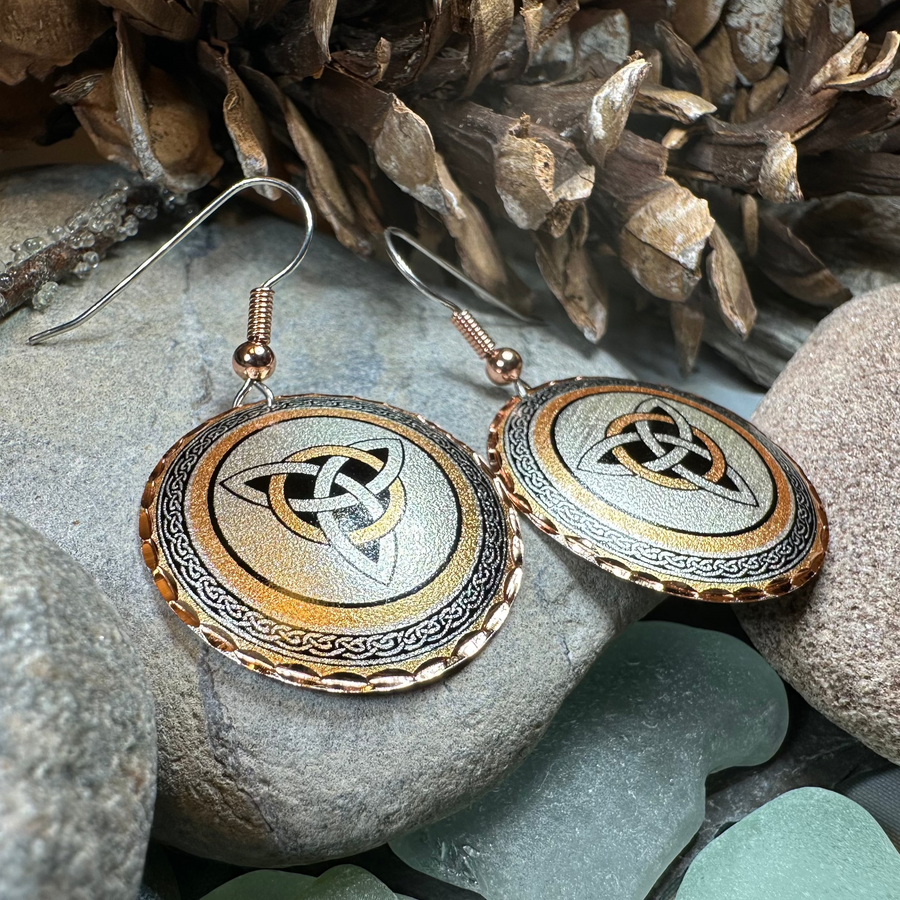 Fredegund Celtic Trinity Knot Copper Earrings