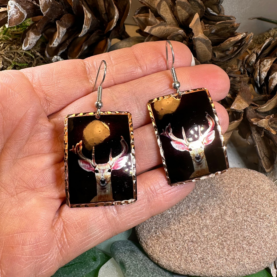 Highland Stag Copper Earrings