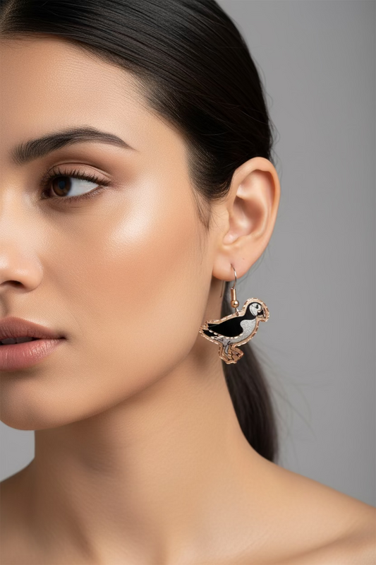 Puffin Copper Earrings — view 2