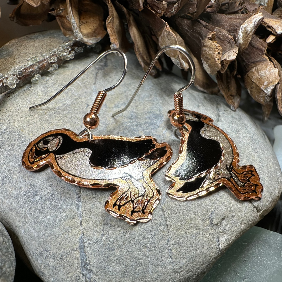 Puffin Copper Earrings