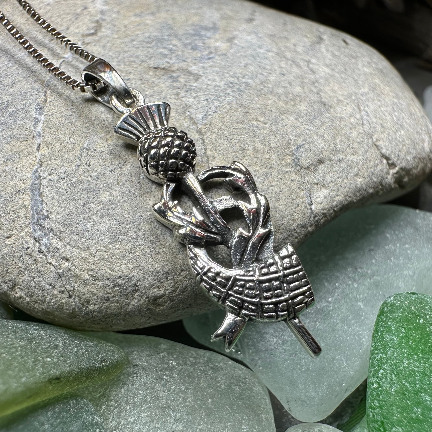 Locklyn Tartan Scottish Thistle Necklace