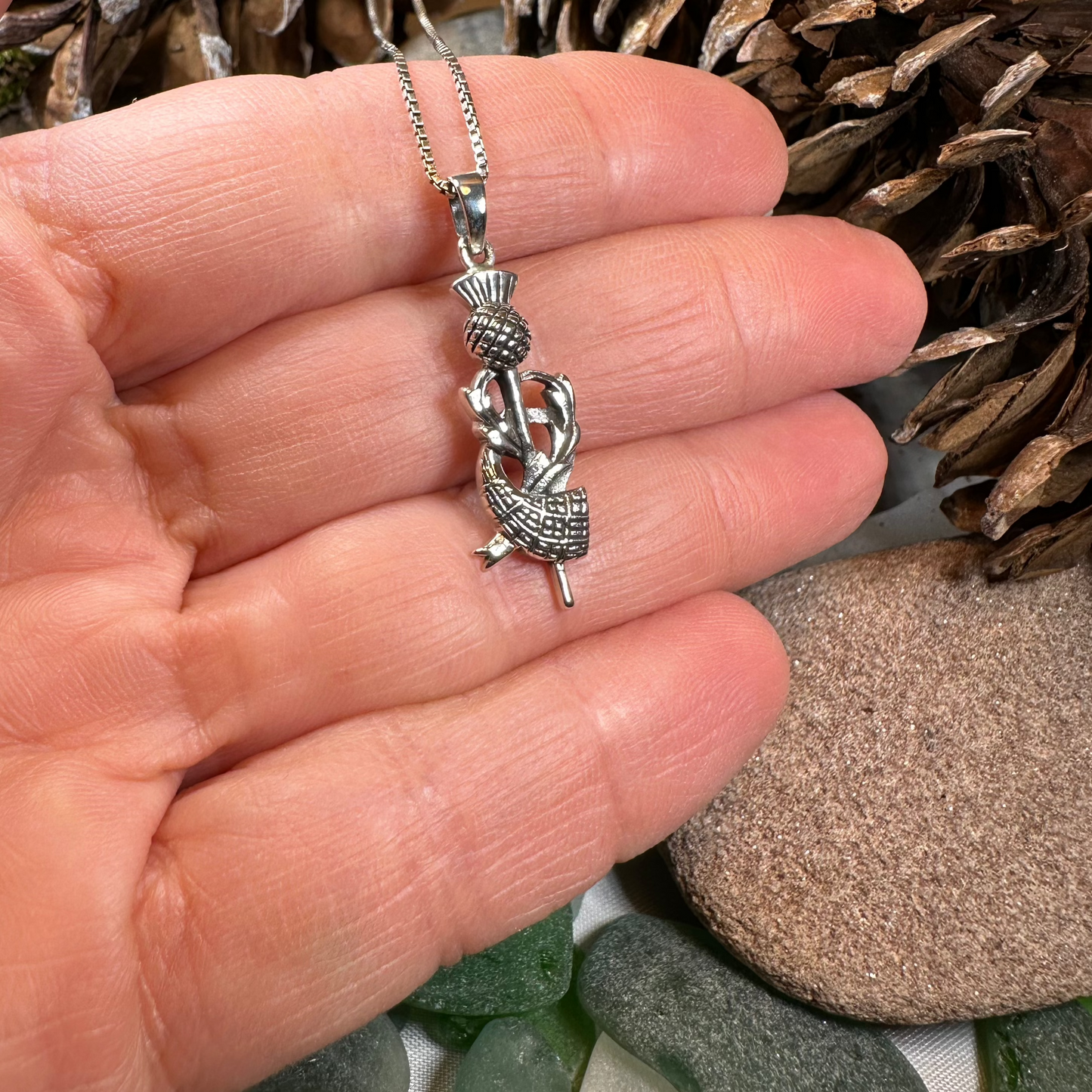 Locklyn Tartan Scottish Thistle Necklace
