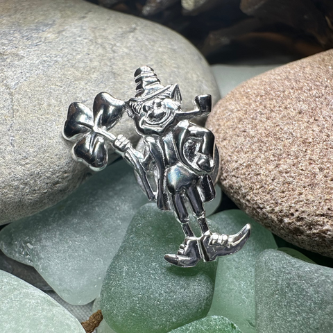 Load image into Gallery viewer, Lucky Leprechaun Shamrock Lapel Pin in Sterling Silver
