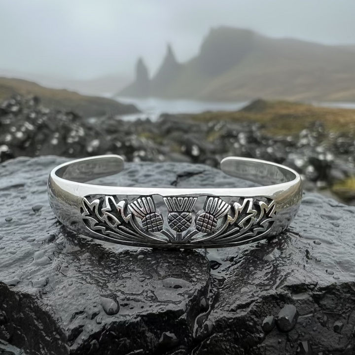Scottish Triple Thistle Cuff Bracelet