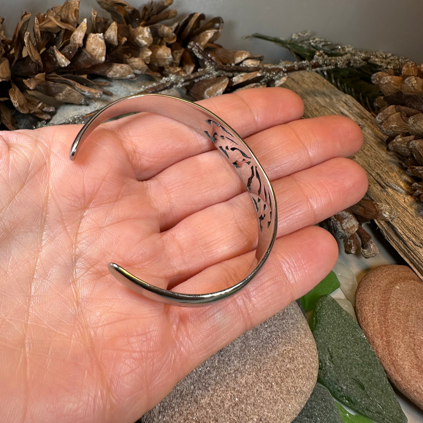 Scottish Triple Thistle Cuff Bracelet — view 5