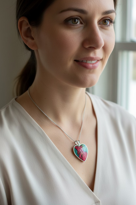 Load image into Gallery viewer, Scottish Heathergems Heart Necklace - Handmade in Scotland
