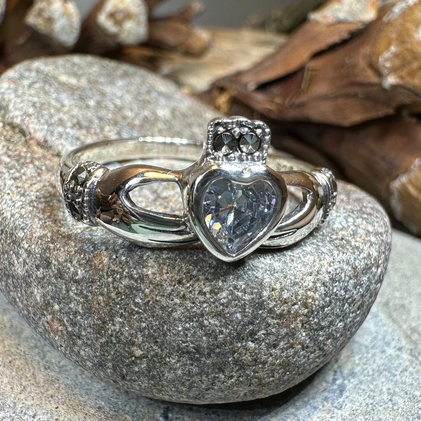 Ree Marcasite Irish Claddagh Ring in Sterling Silver