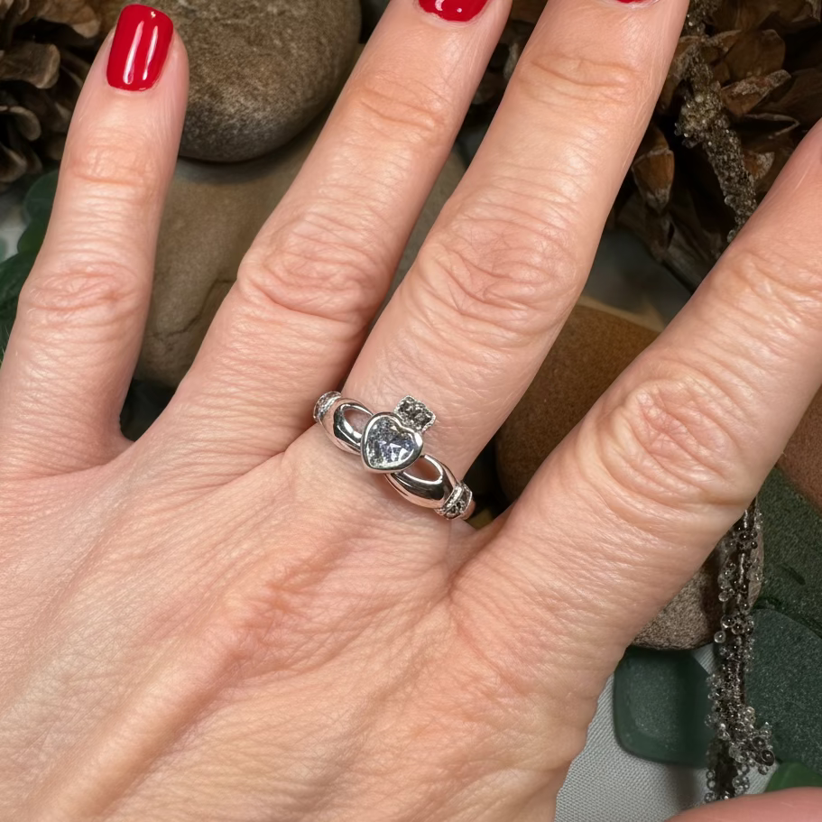 Ree Marcasite Irish Claddagh Ring in Sterling Silver
