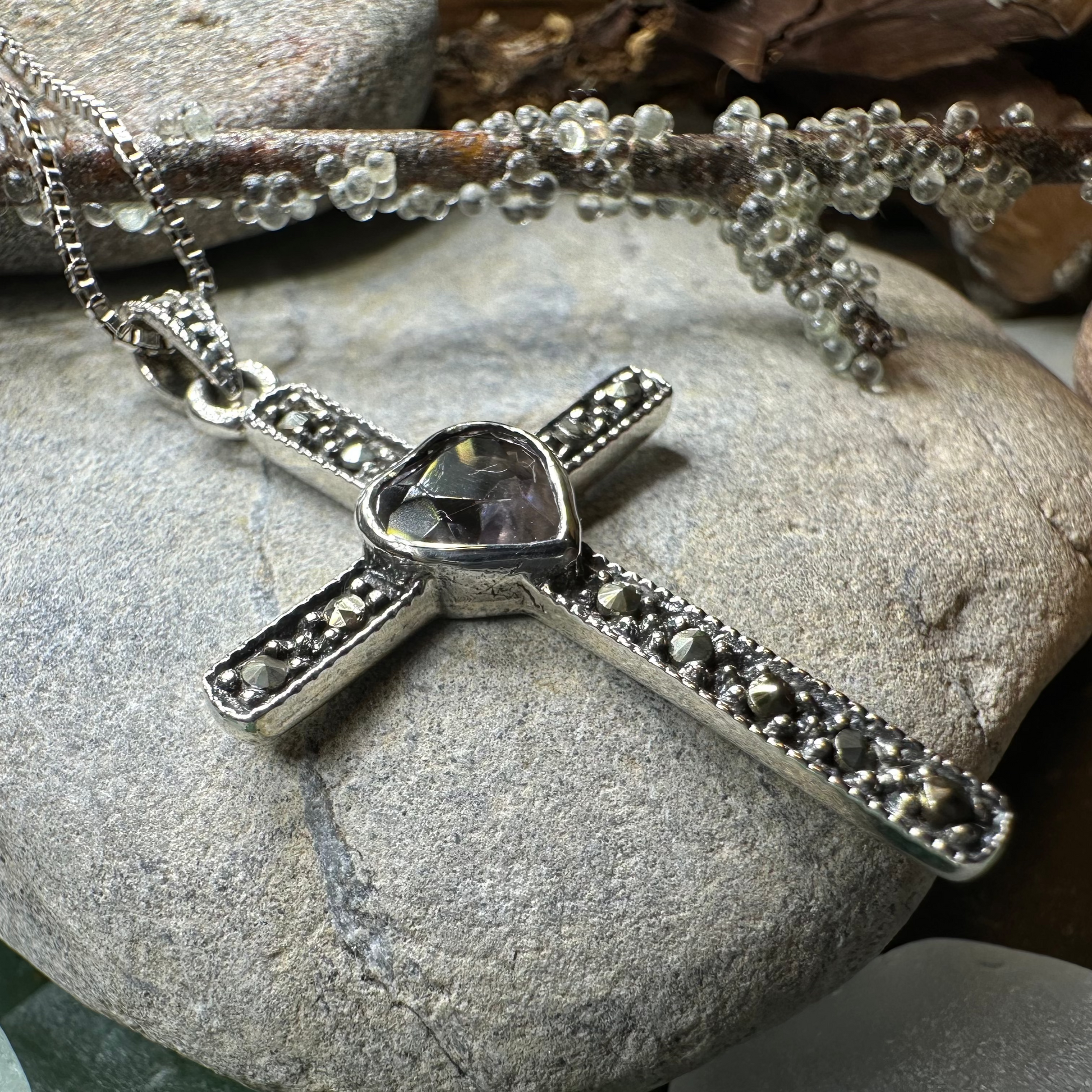 Marcasite Celtic Cross Necklace — view 8