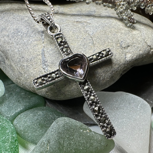 Marcasite Celtic Cross Necklace — view 4