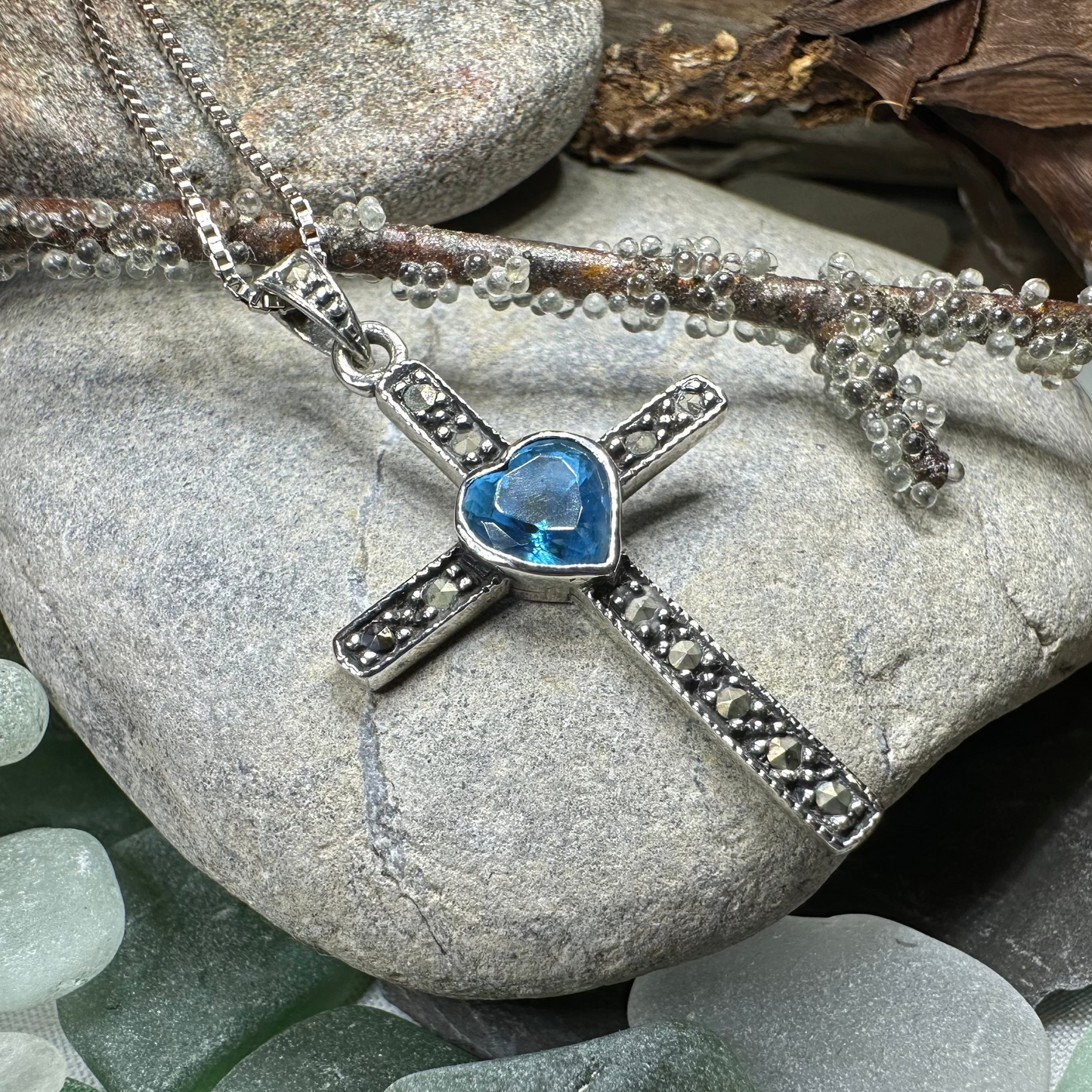 Marcasite Celtic Cross Necklace — view 7