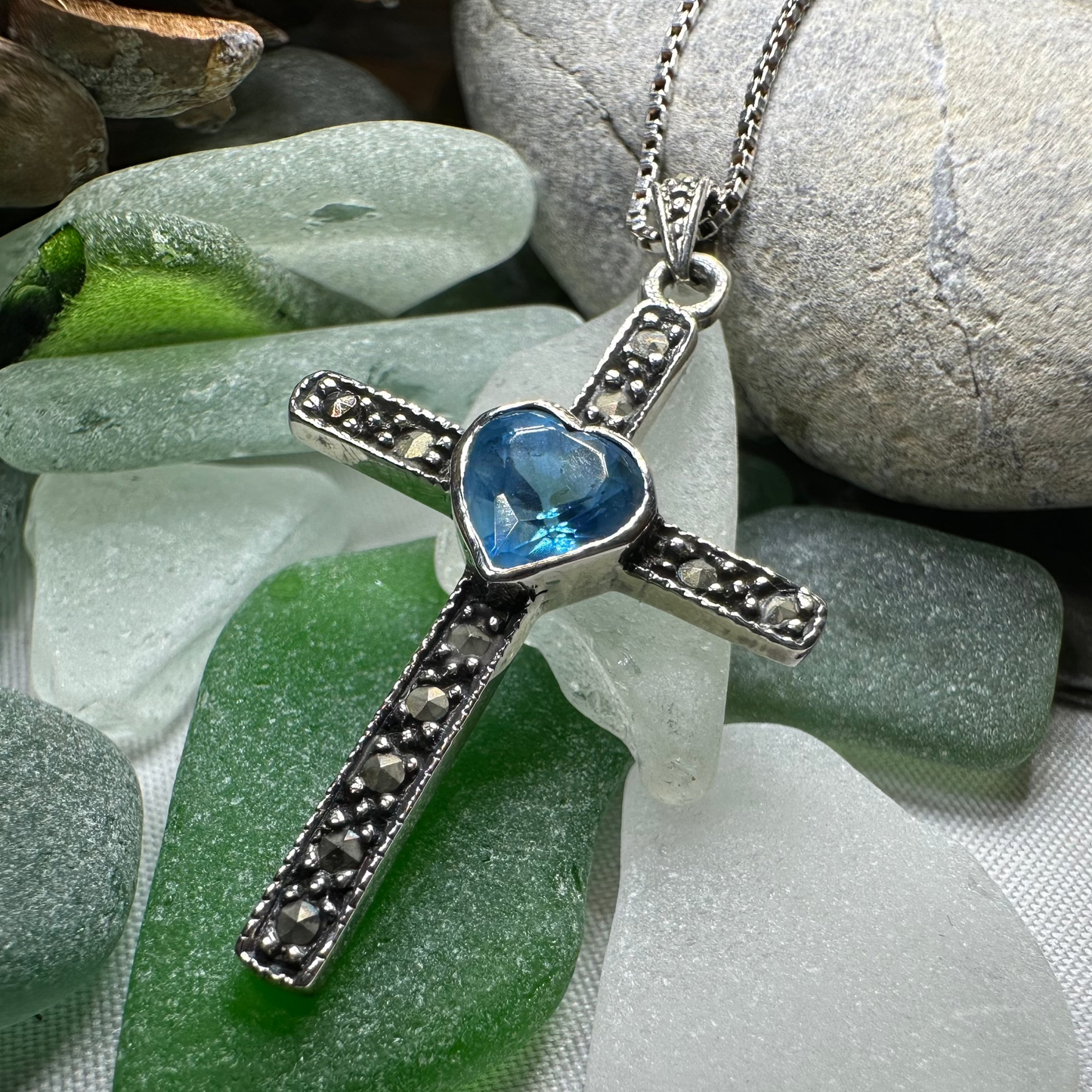 Marcasite Celtic Cross Necklace — view 5