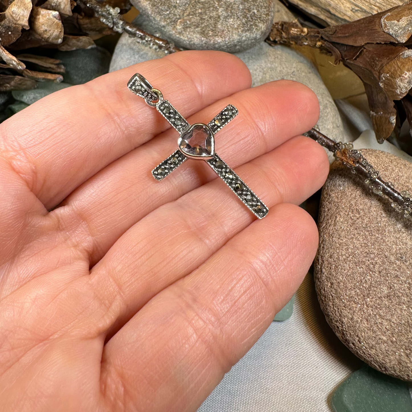 Marcasite Celtic Cross Necklace — view 6