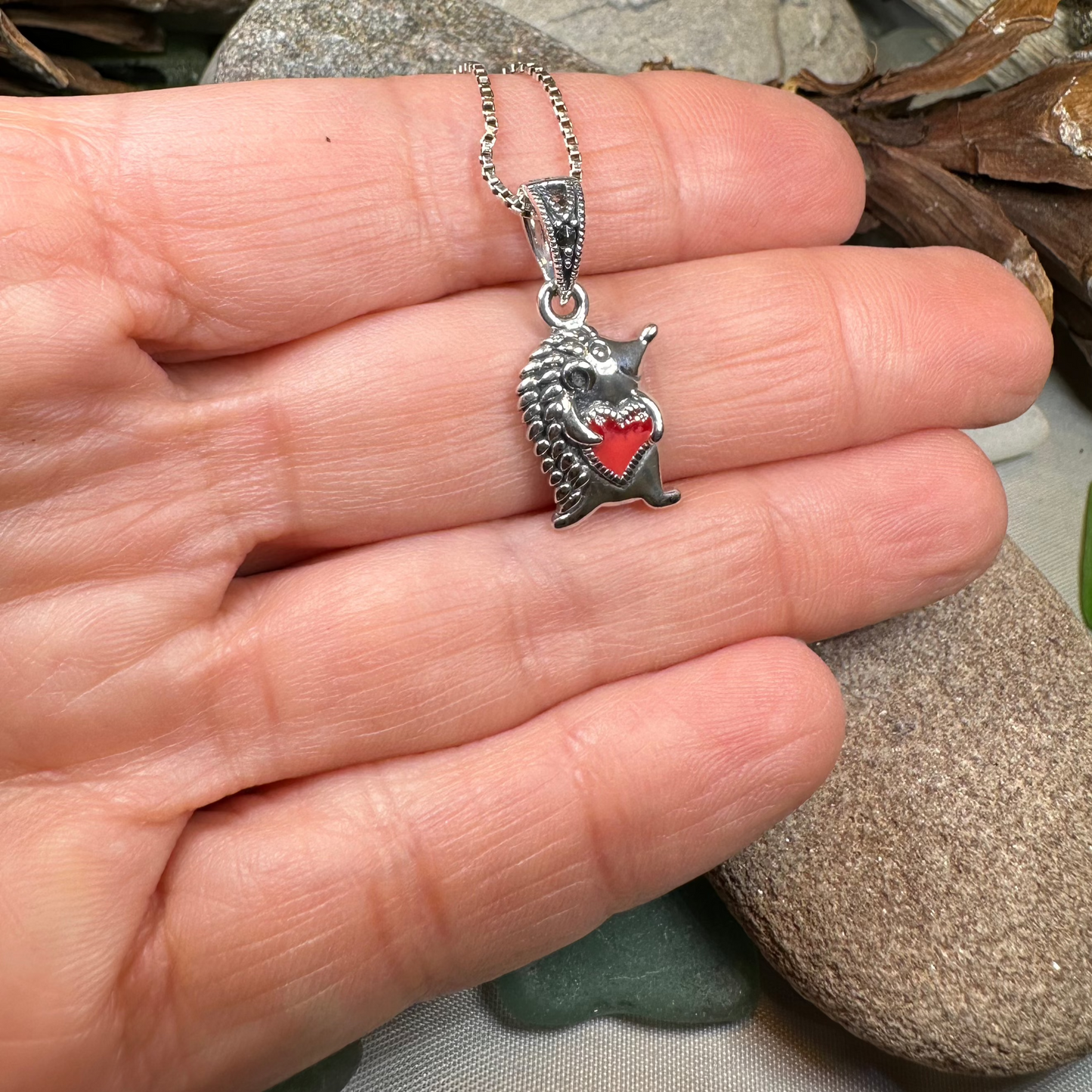Hugs Hedgehog Necklace in Sterling Silver