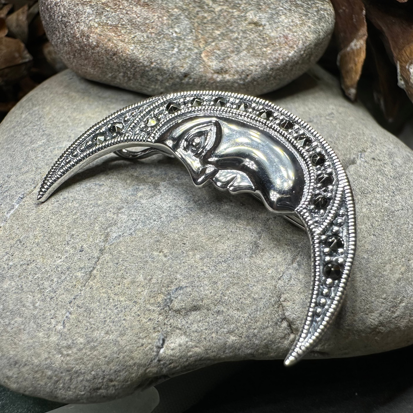 Midnight Goddess Moon Brooch — view 2