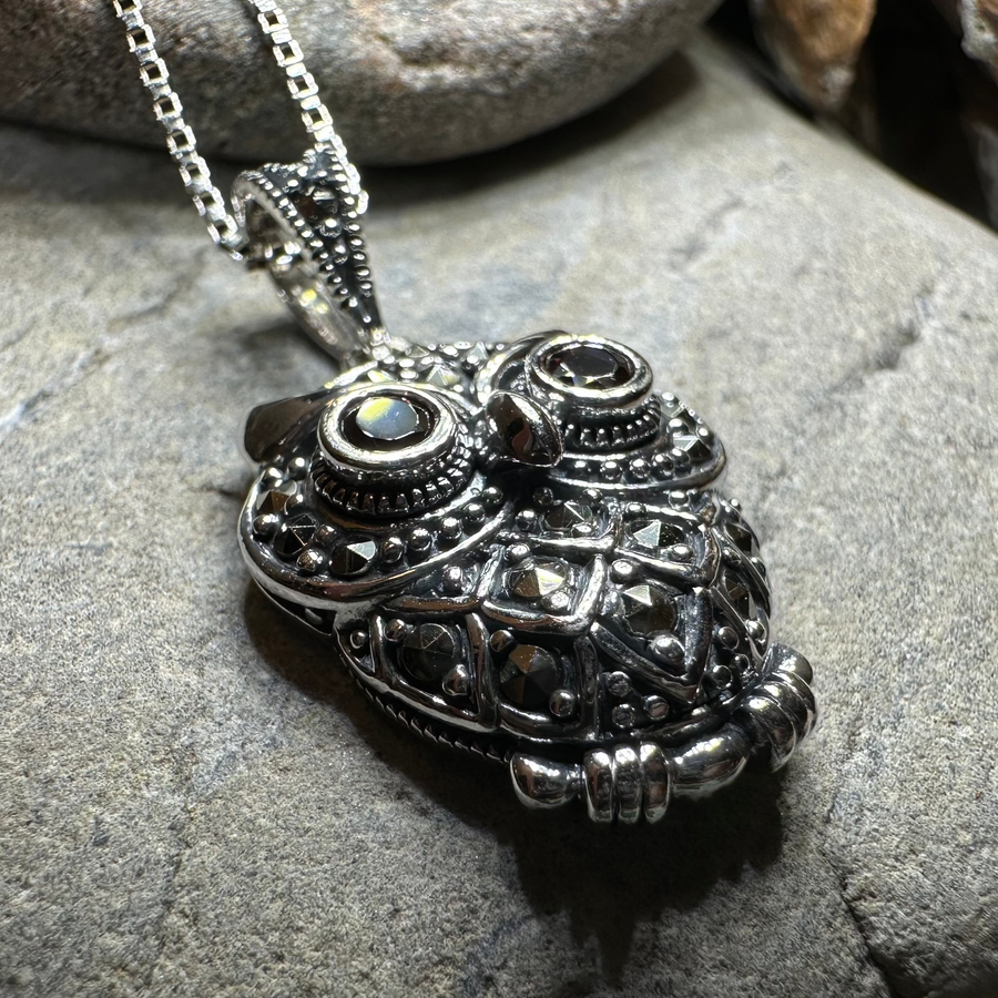 Halloway Marcasite Owl Necklace