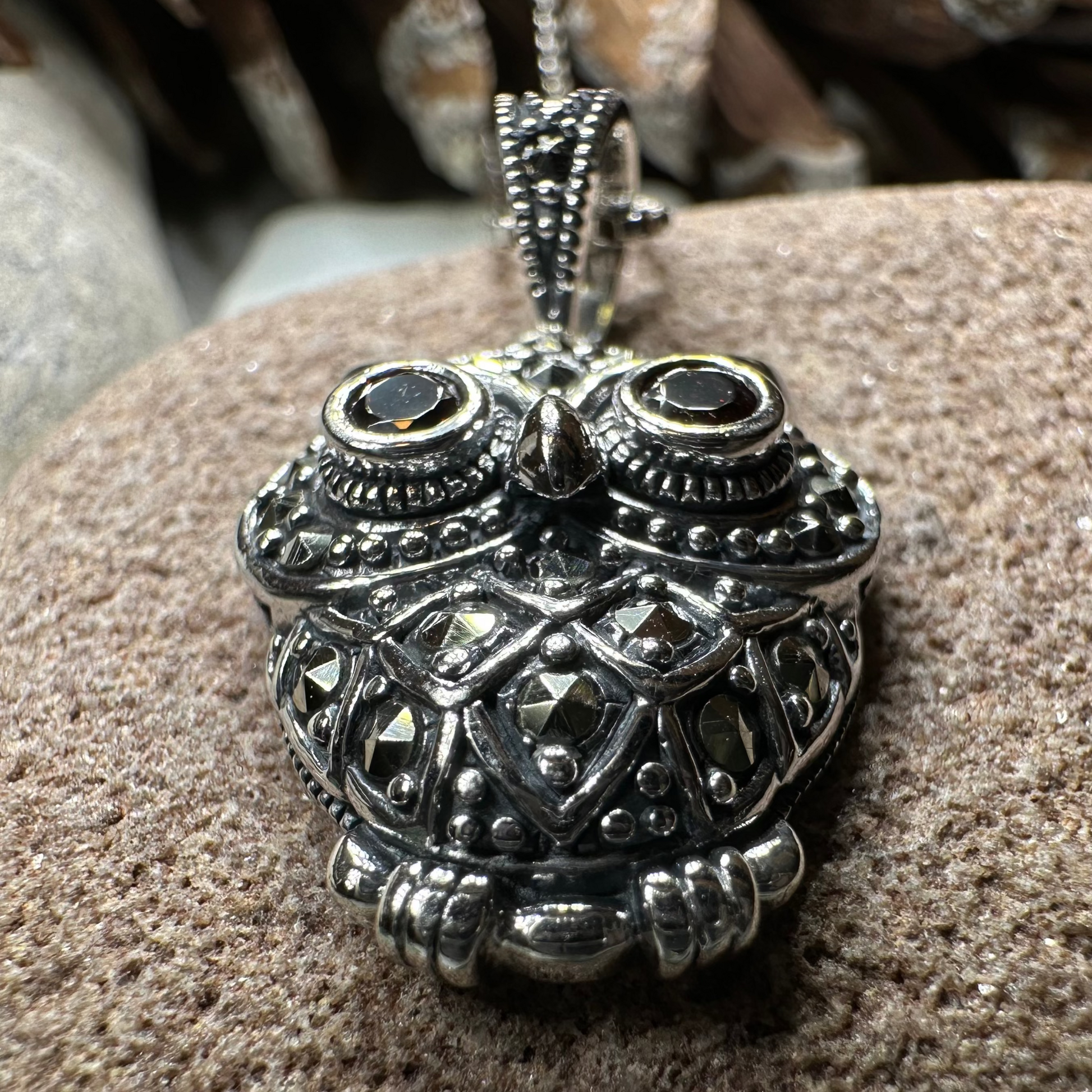 Halloway Marcasite Owl Necklace — view 6