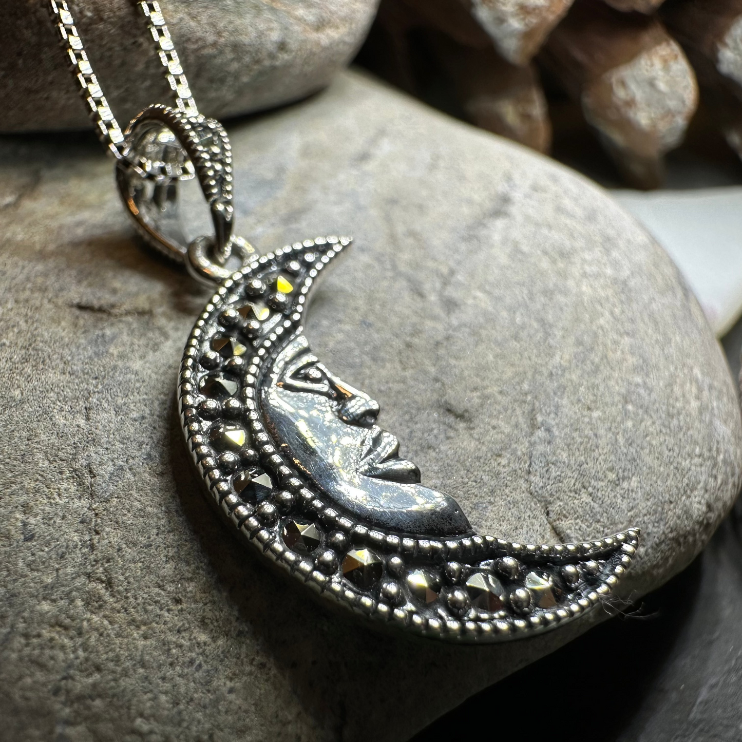 Marcasite Moon Dreamer Necklace