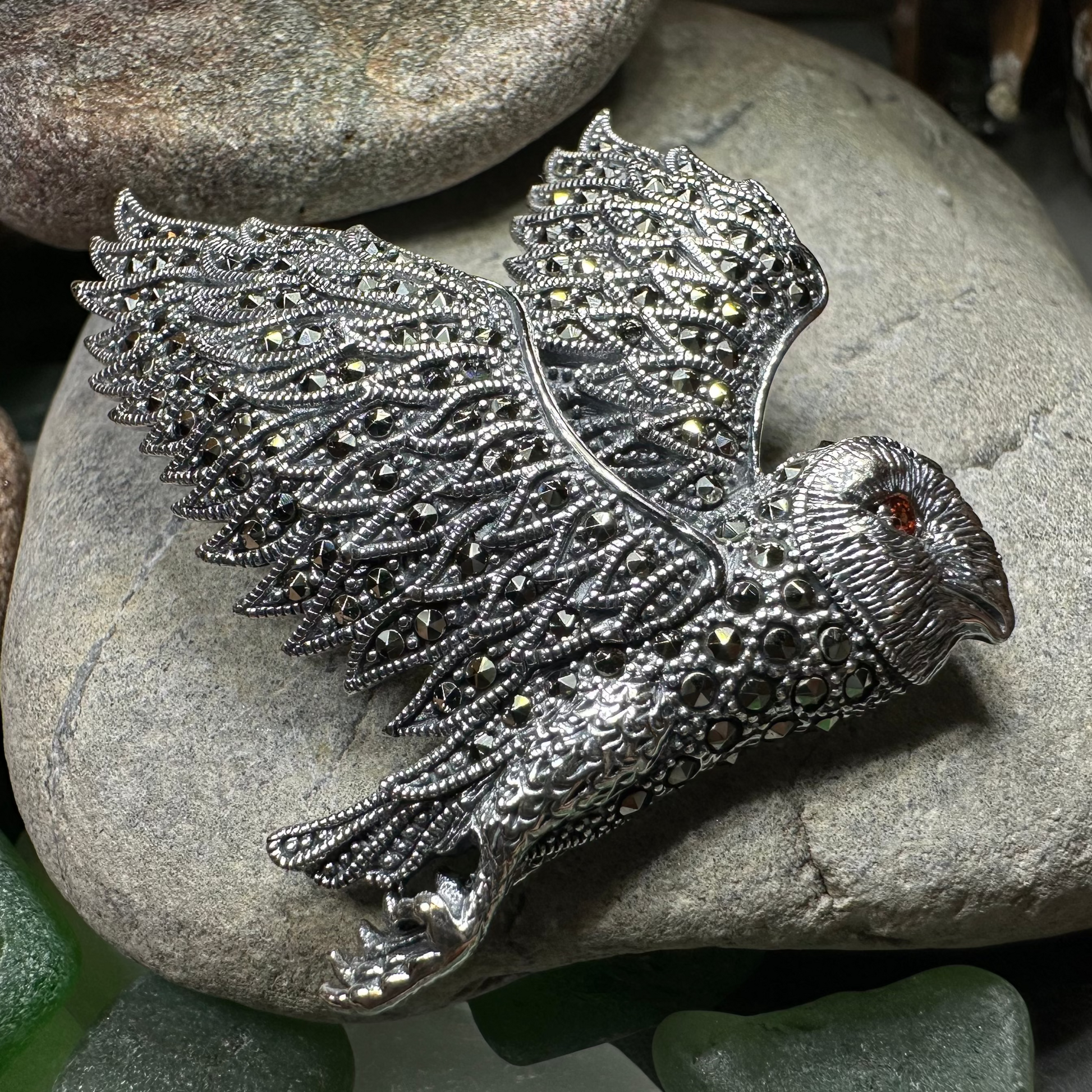 Breena Marcasite Owl Necklace & Brooch — view 6