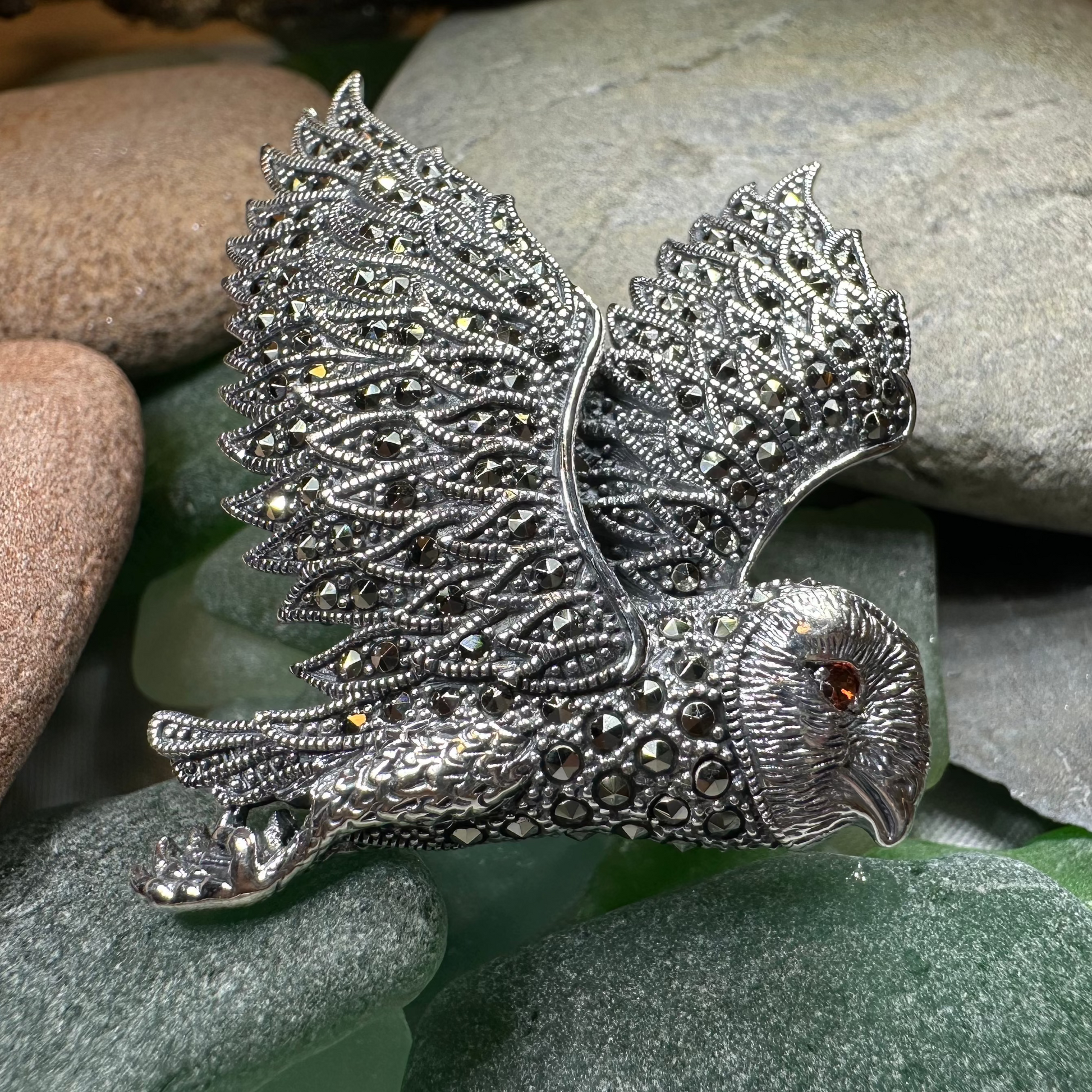 Breena Marcasite Owl Necklace & Brooch — view 2