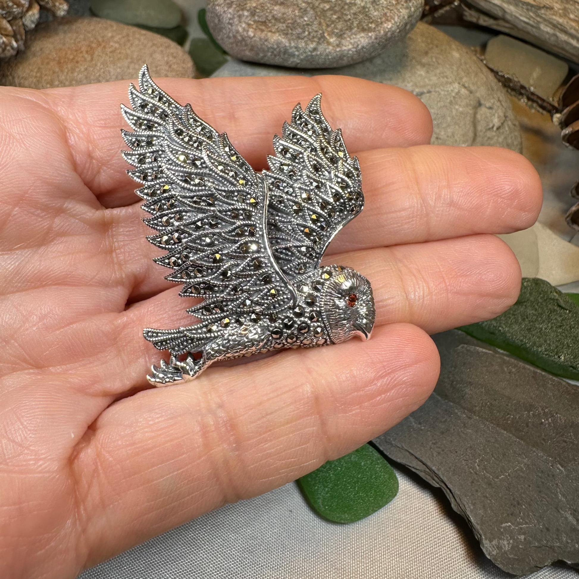 Breena Marcasite Owl Necklace & Brooch — view 5