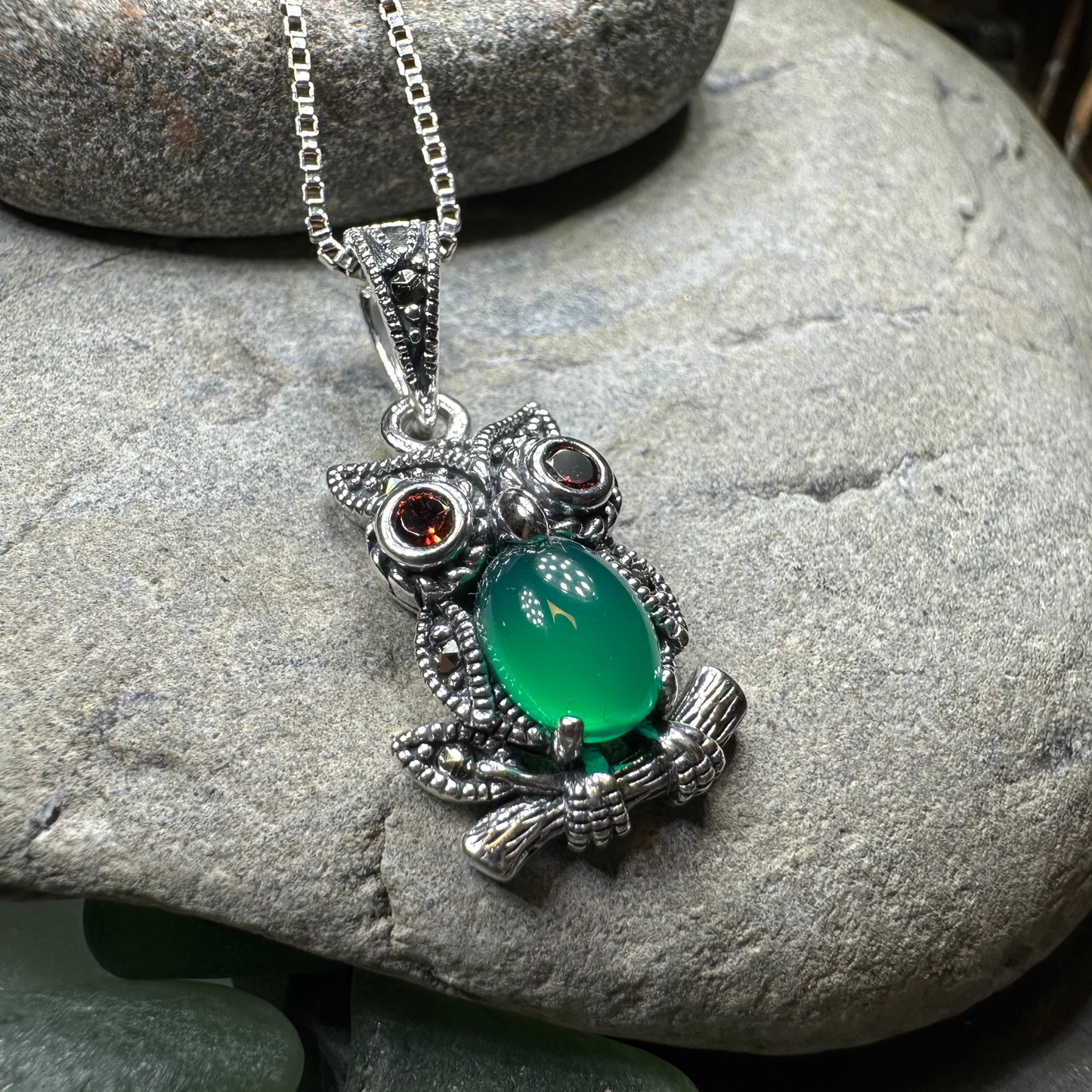 Emerald Aura Owl Necklace — view 8