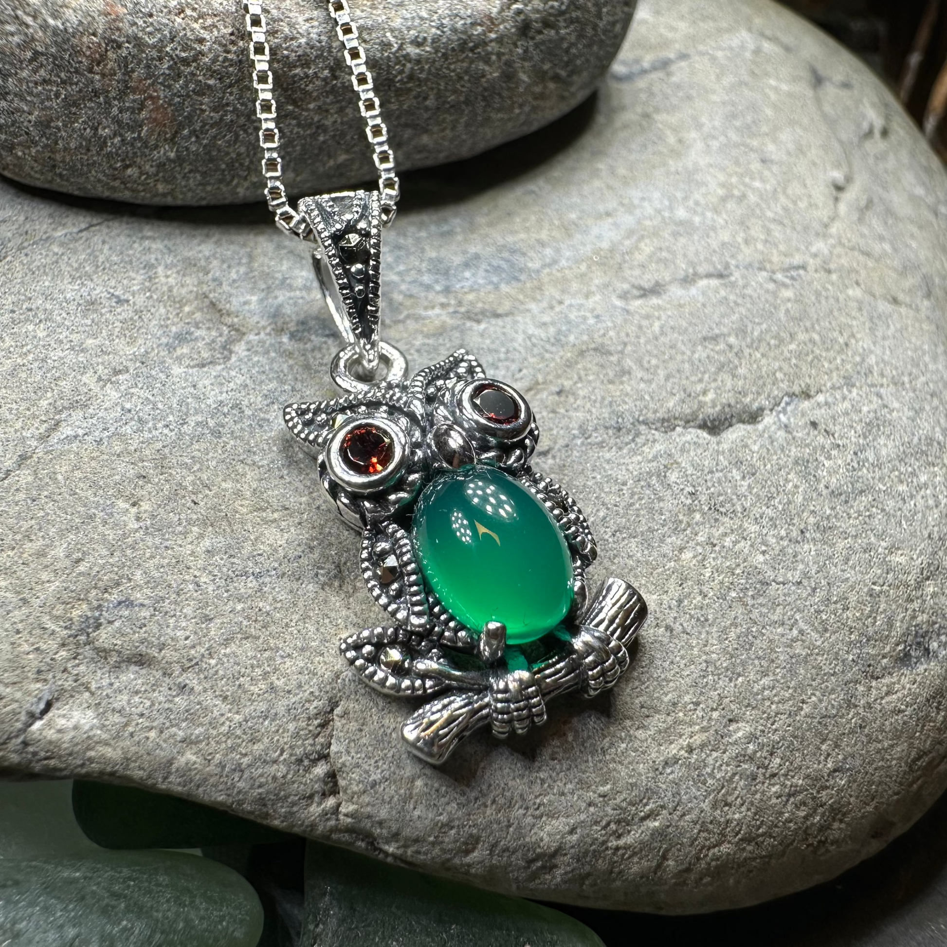 Emerald Aura Owl Necklace — view 8