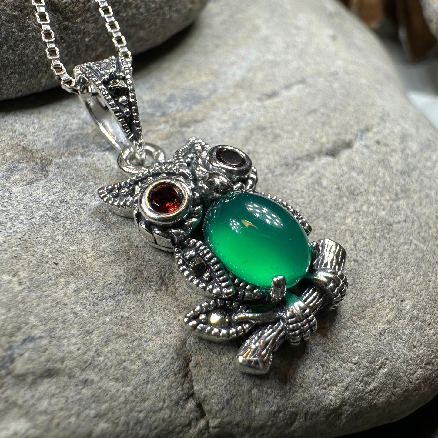 Emerald Aura Owl Necklace — view 3