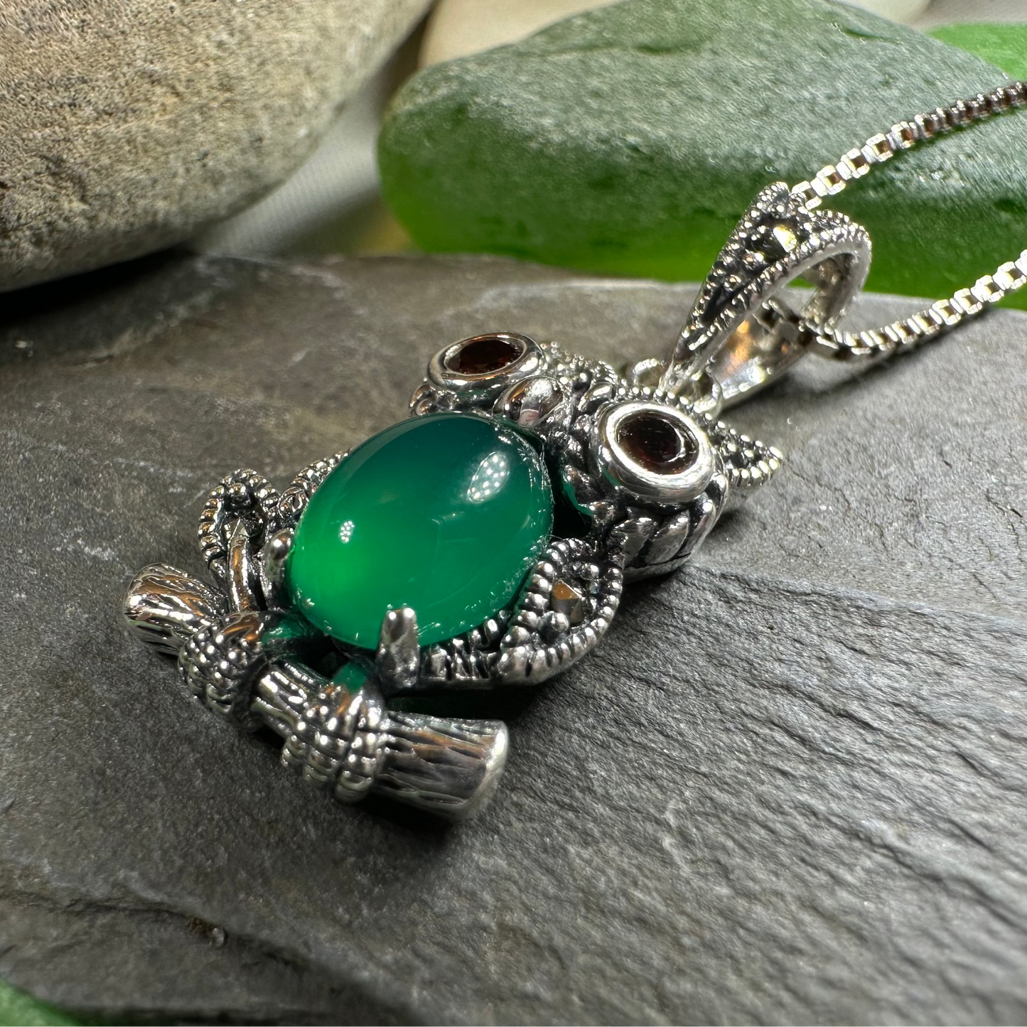 Emerald Aura Owl Necklace — view 6
