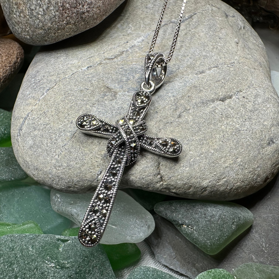 Brenna Marcasite Cross Necklace