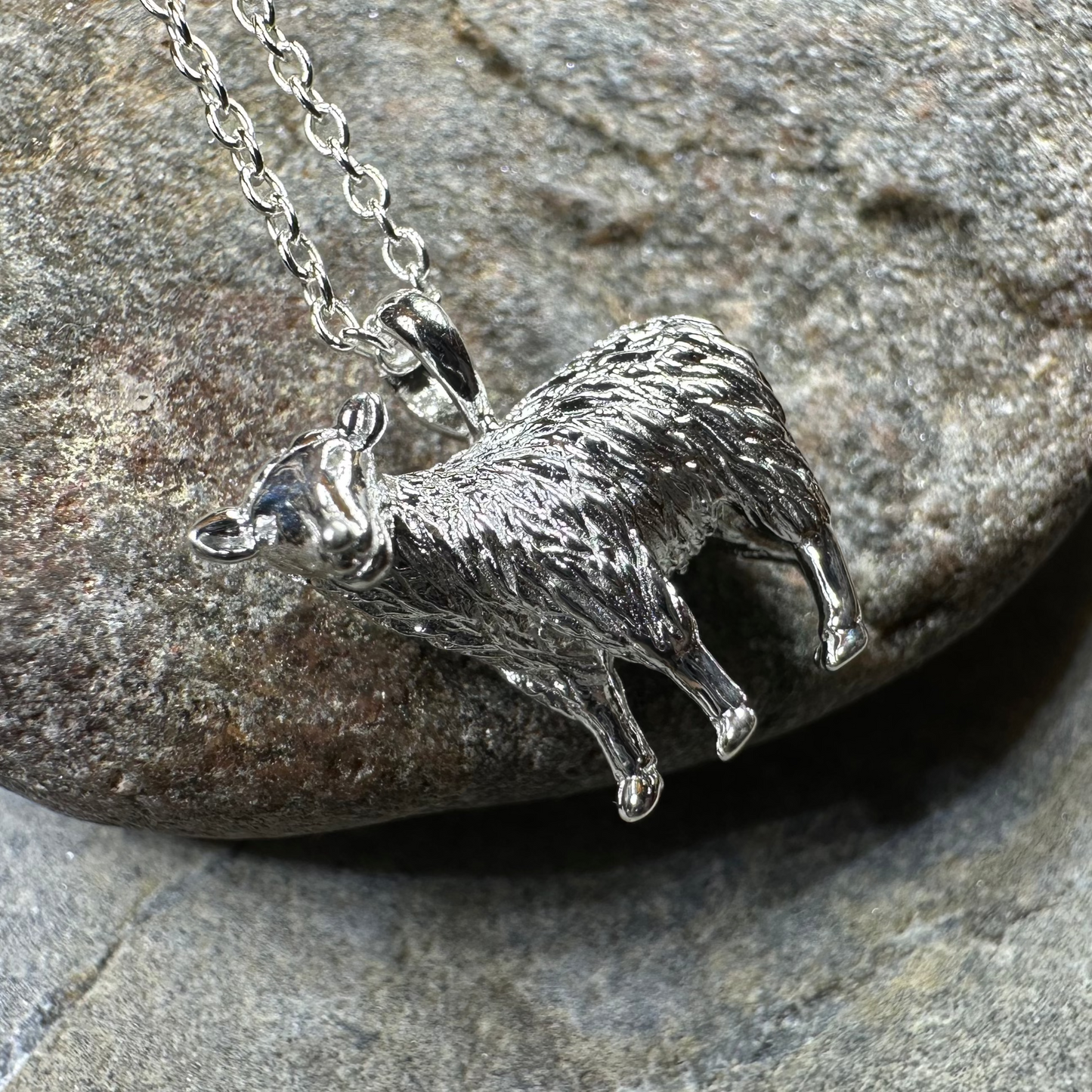 Realistic Sheep Necklace in Sterling Silver — view 6