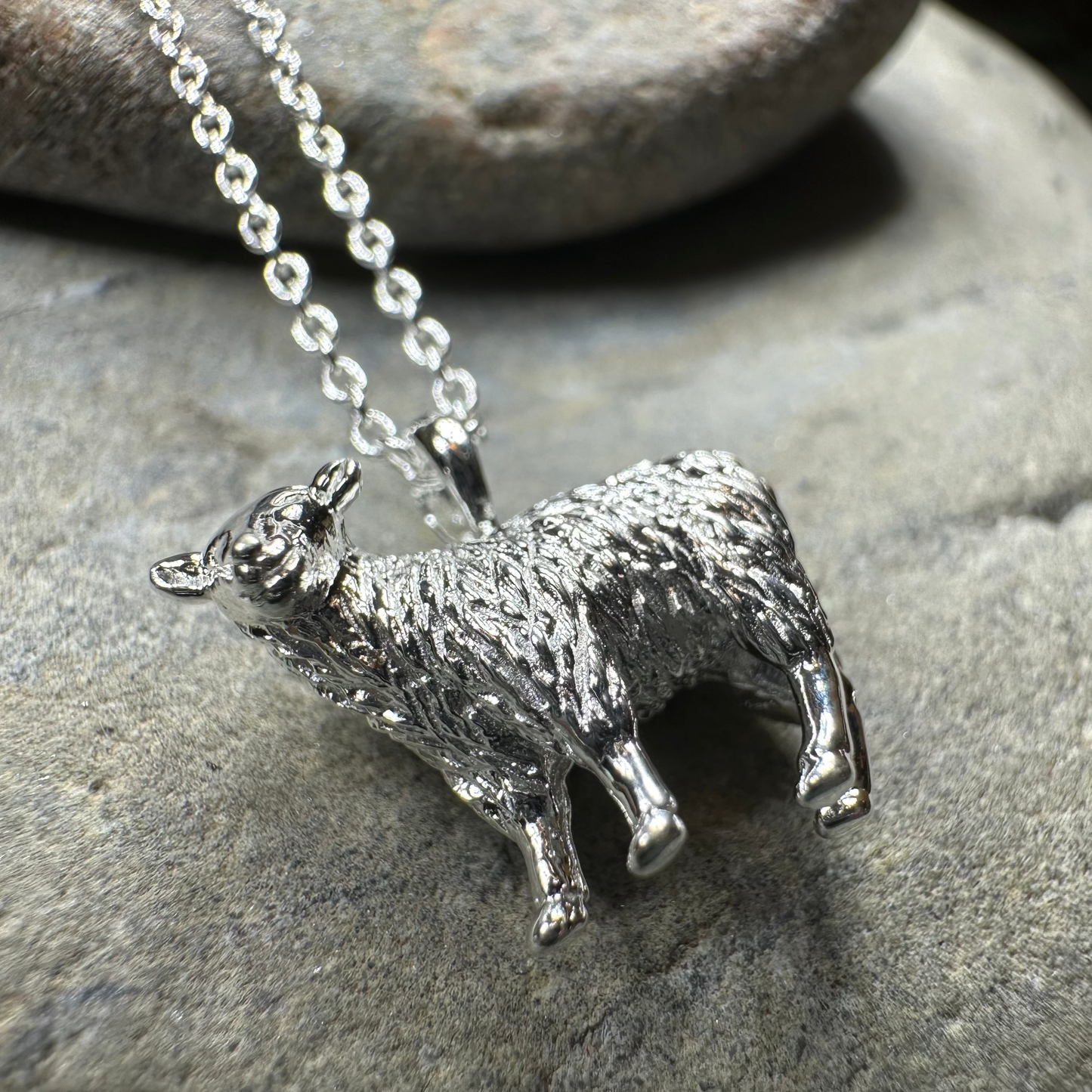 Realistic Sheep Necklace in Sterling Silver — view 4